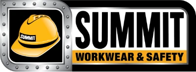 Summit Workwear and Safety logo with yellow helmet.